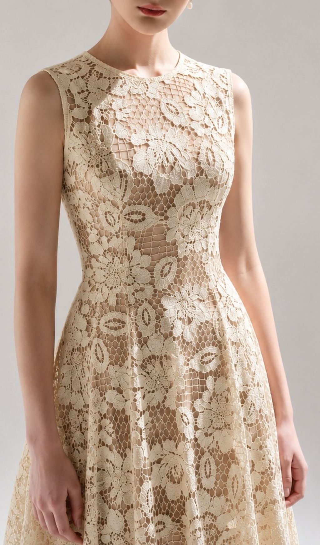 Fashionslee Women László Apricot Sleeveless Flower Midi Dress