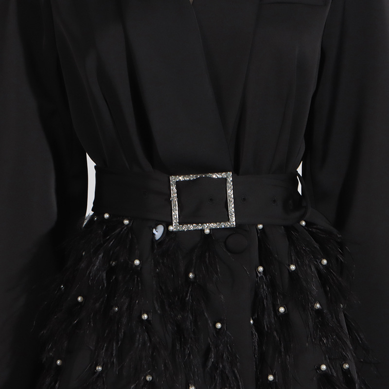 29c9393c49a2b9b4ff86cf7f9cb26eac.jpg Fashionslee Women Caelia Black Feather Blazer Dress