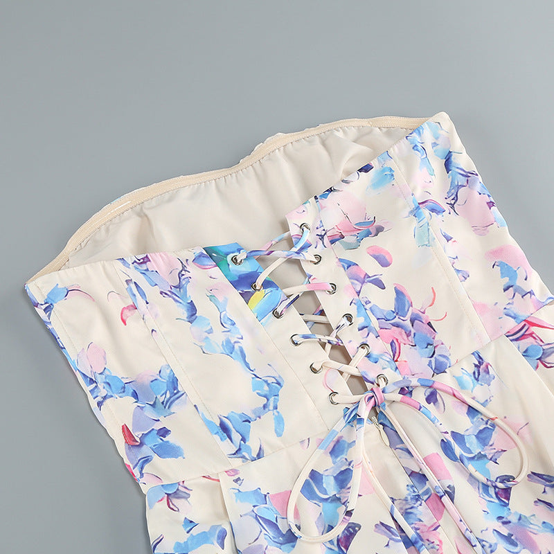 Fashionslee Women Bona Strapless Floral Corset A Line Midi Dress