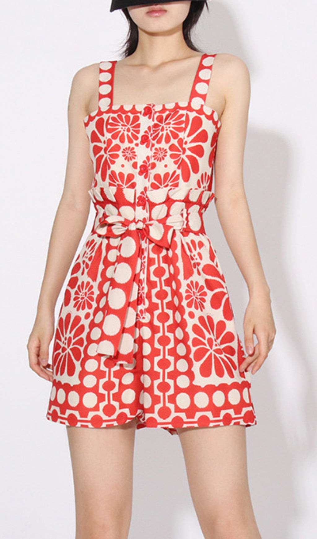 TRENDING RED PRINTED ROMPER MUST-HAVE - OWNCI