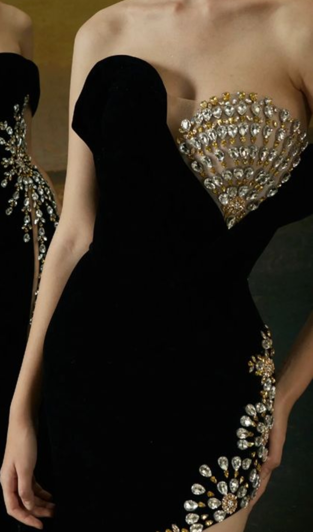 2c01302778dc515573dbb796249b2af8.jpg Fashionslee Women Cielle Black Strapless Crystal Maxi Dress
