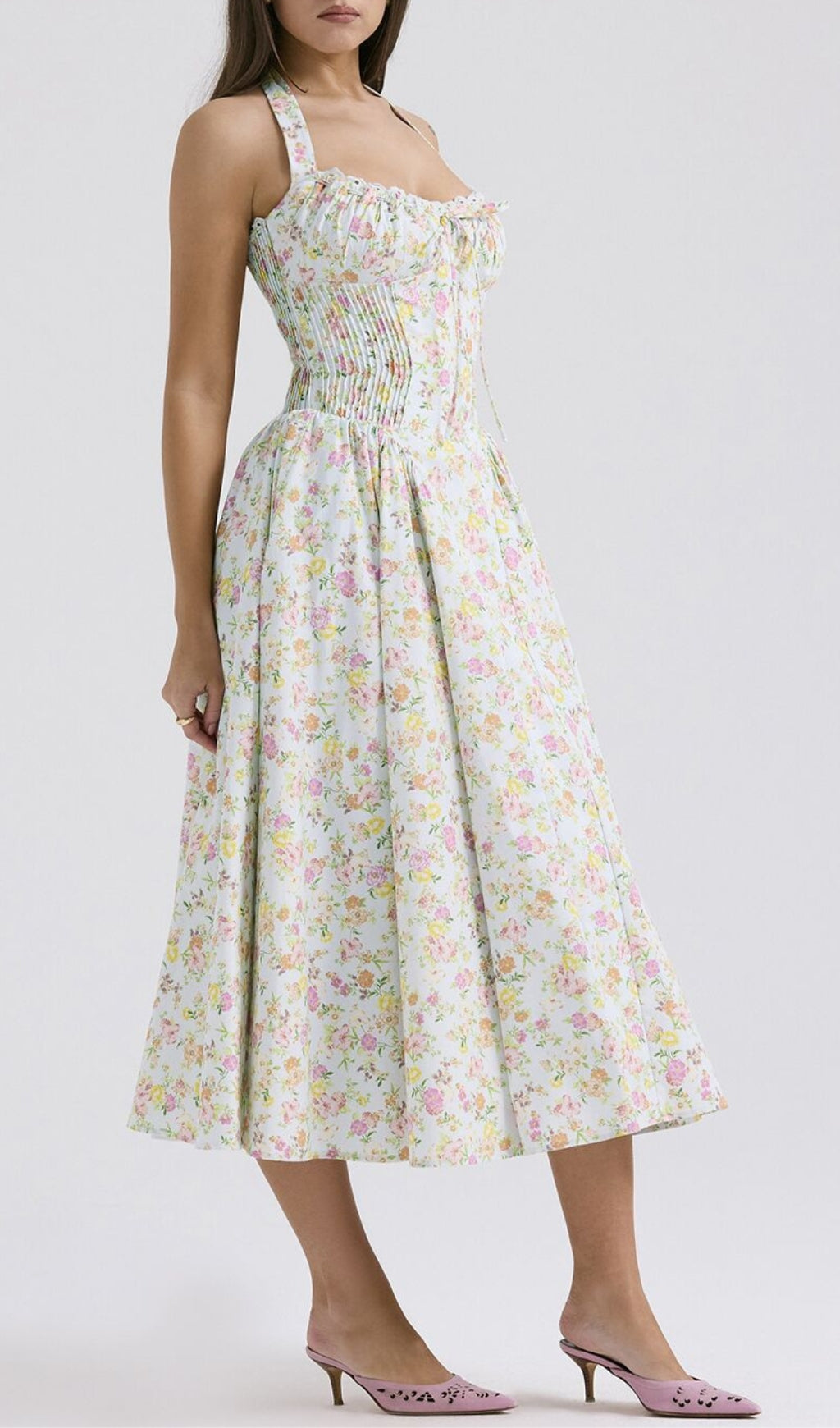 VINTAGE VIRAL GREEN FLORAL MIDI DRESS - OWNCI VINTAGE VIRAL GREEN FLORAL MIDI DRESS - OWNCI