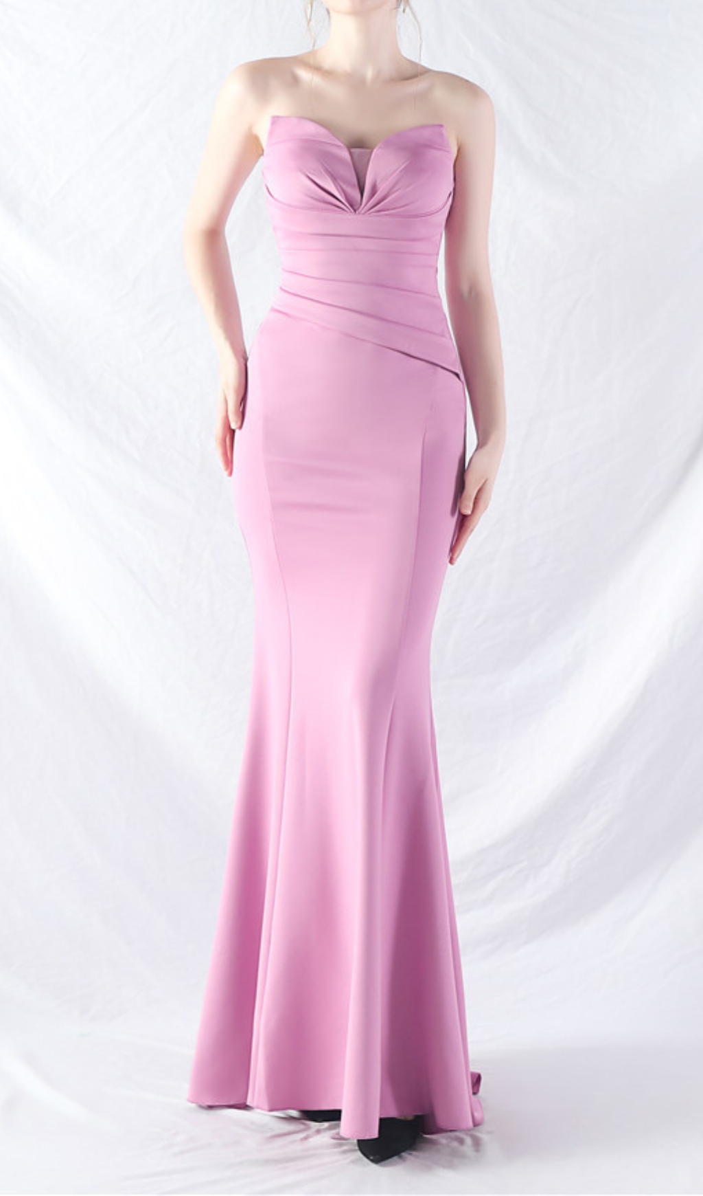 Fashionslee Women Chrina Purple Strapless Ruched Maxi Dress