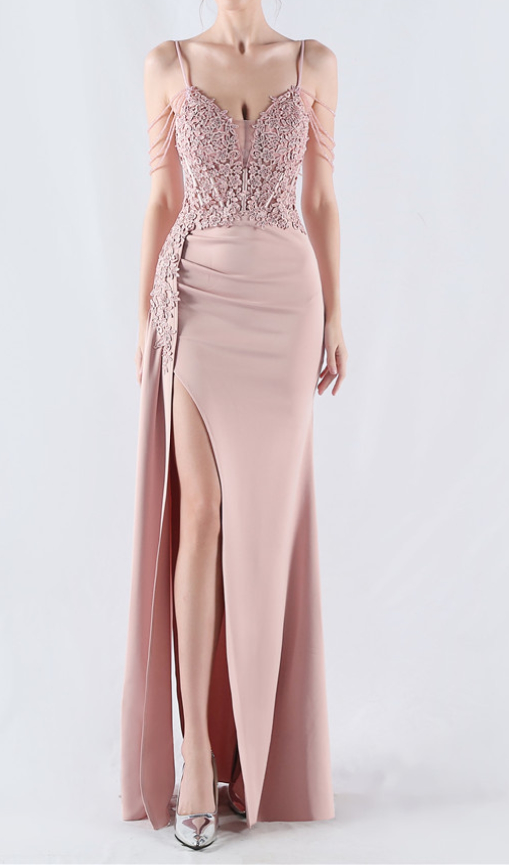 Fashionslee Women Chofa Pink Flower Bead Corset Maxi Dress