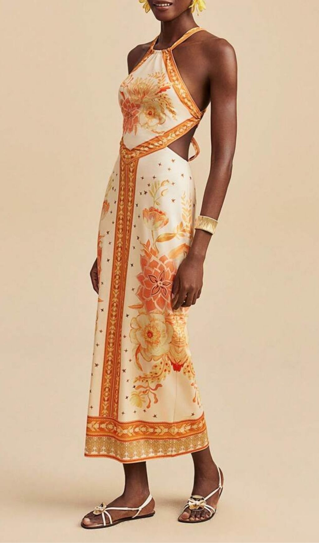 Fashionslee Women Lala Halter Printed Backless Midi Dress