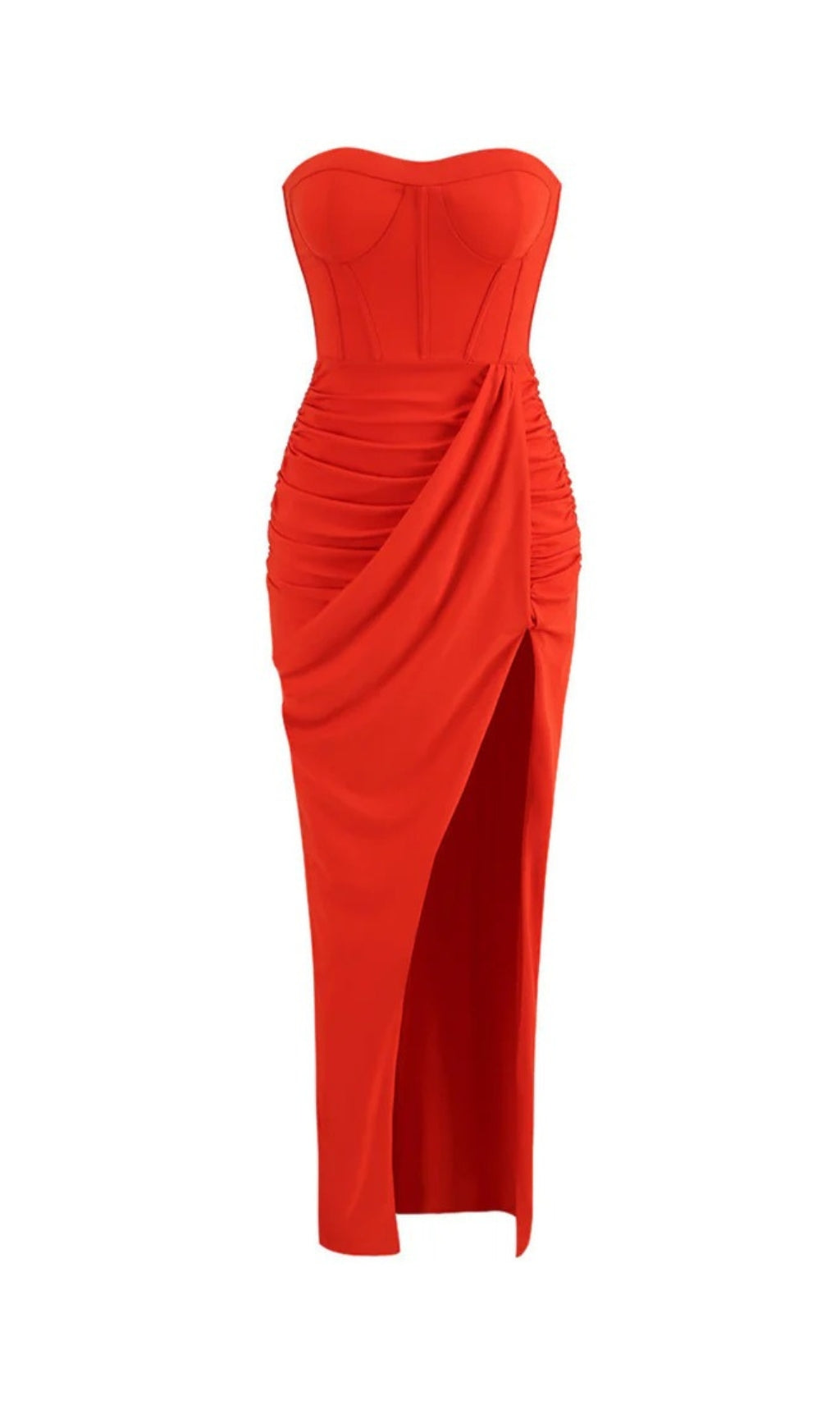 31055a7bf3edf40e6fd965798b3fcfae.jpeg Fashionslee Women Ahulani Red Carew Strapless Ruched Dress