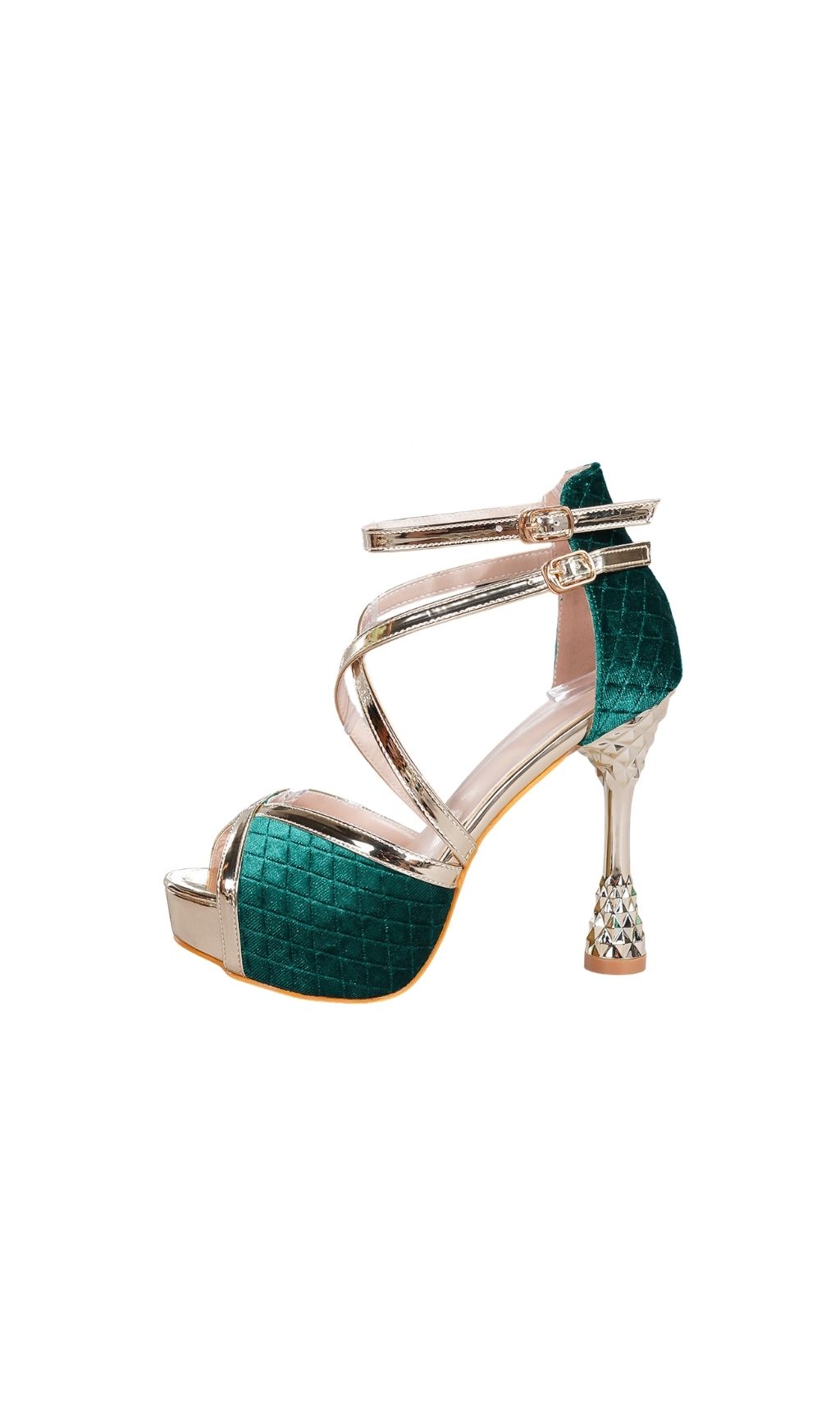 Fashionslee Women Kynan Green Peep-Toe Heels