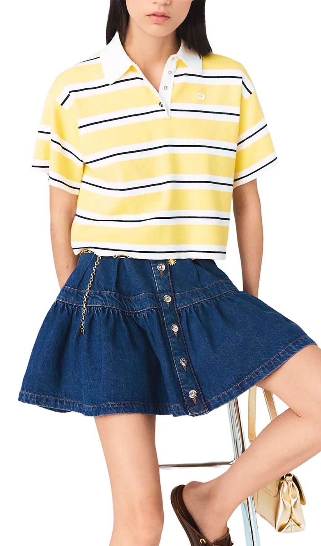 Malisse Striped Short Sleeve Polo Shirt - OWNCI Malisse Striped Short Sleeve Polo Shirt - OWNCI