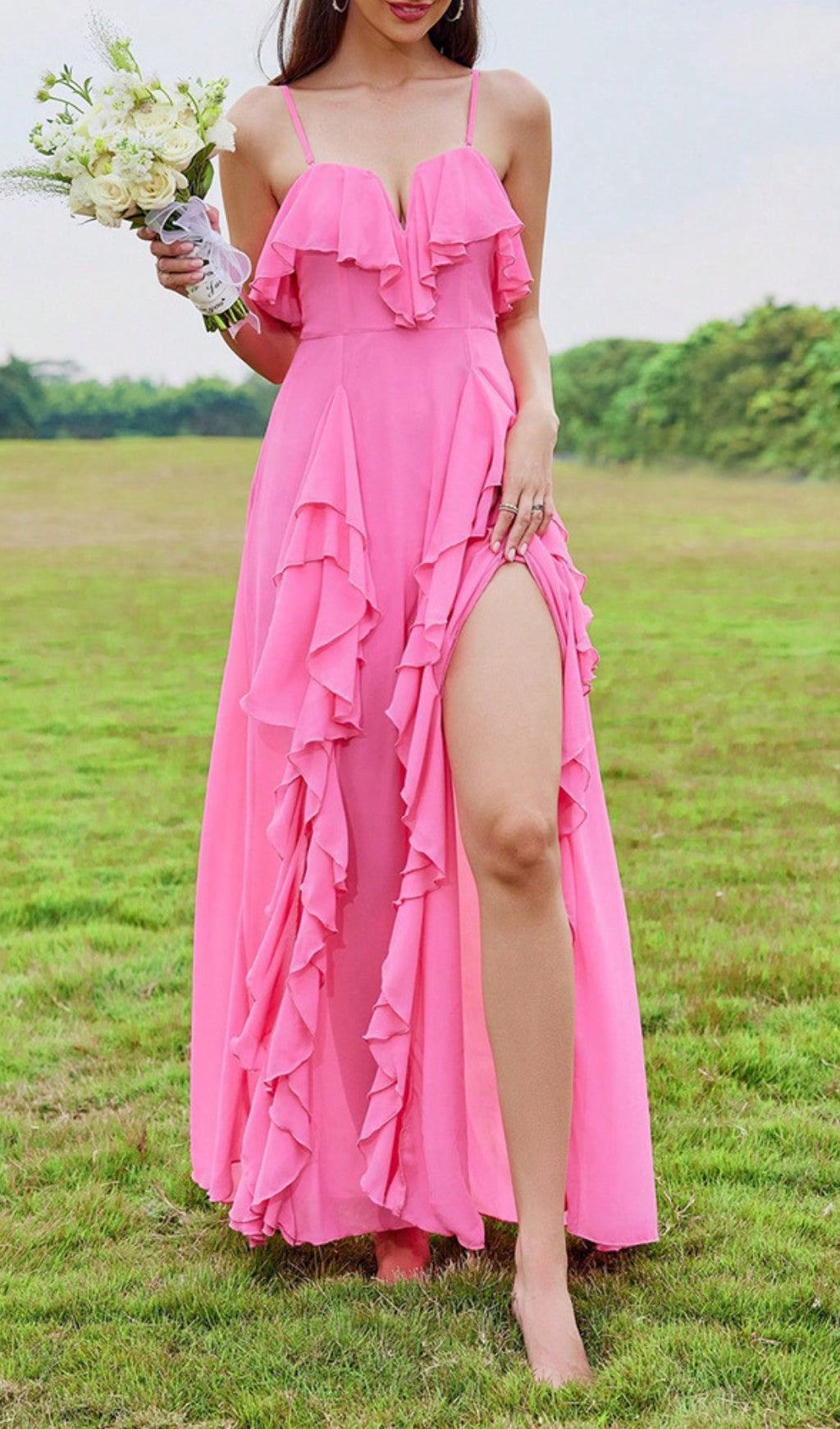 Fashionslee Women Amalthea Slit Ruffle Maxi Dress