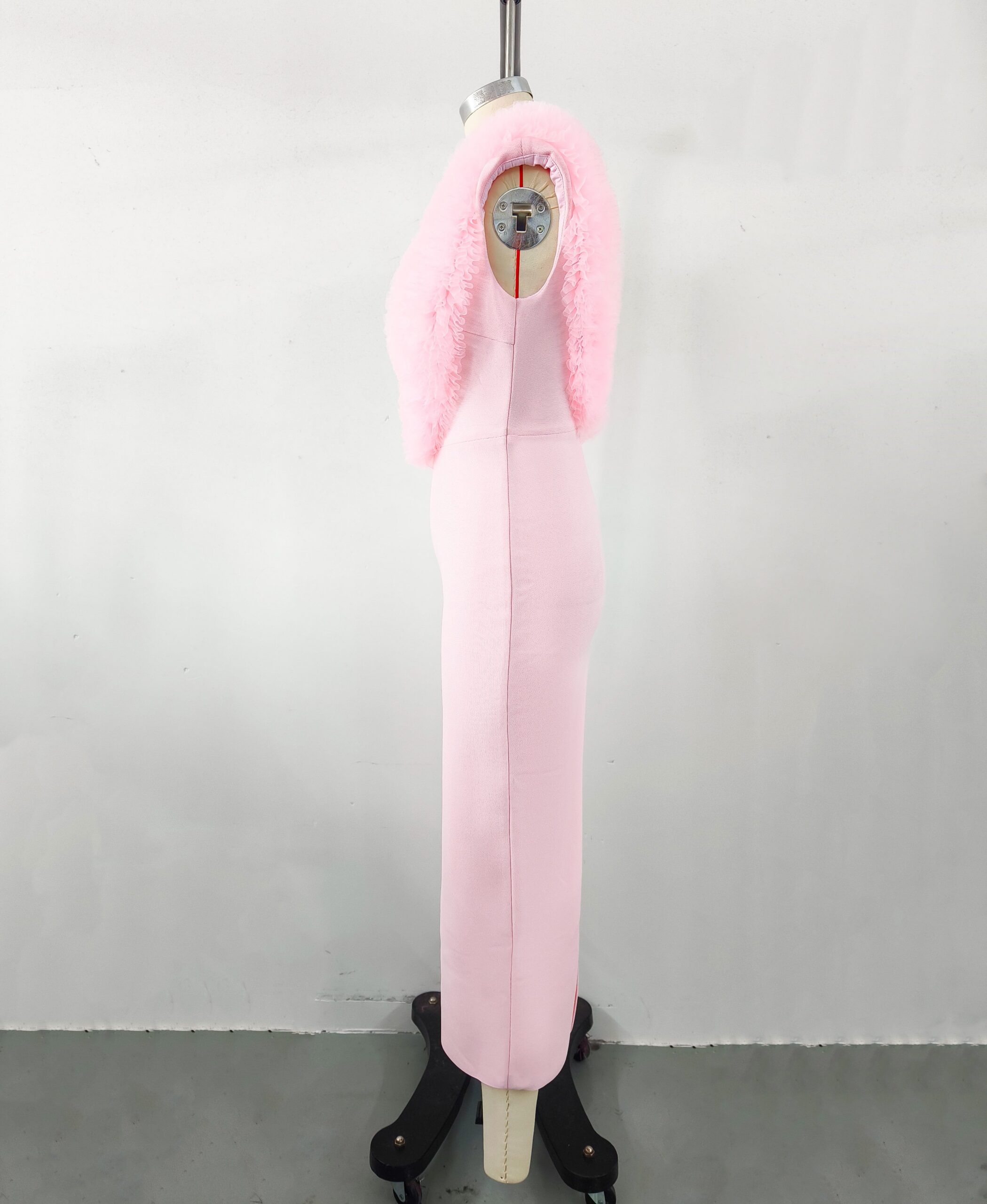 Fashionslee Women Alora Pink Faux Fur Maxi Dress