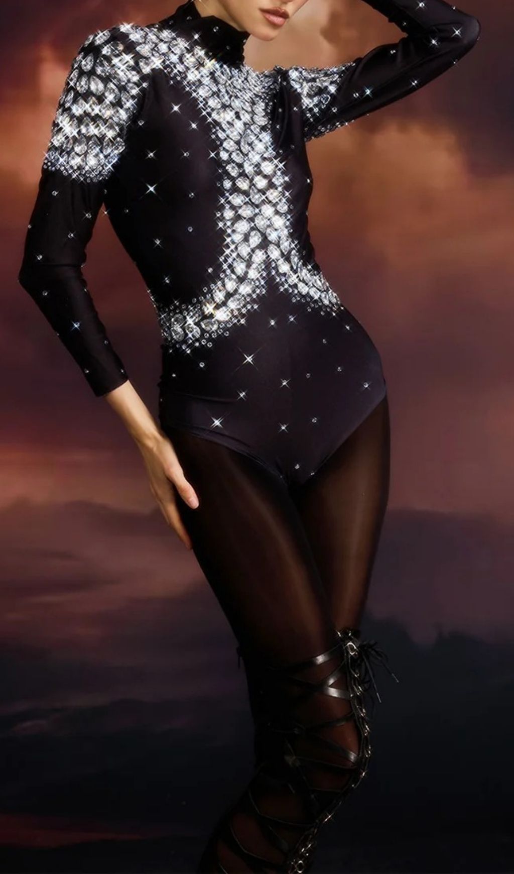 34b0ad04388e01226f29da873f4d78e6.jpg Fashionslee Women Elliette Long Sleeve Crystal Bodysuit