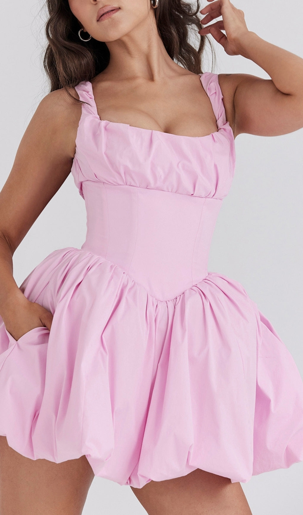 PINK STRAPPY MINI DRESS: VIRAL AESTHETIC - OWNCI