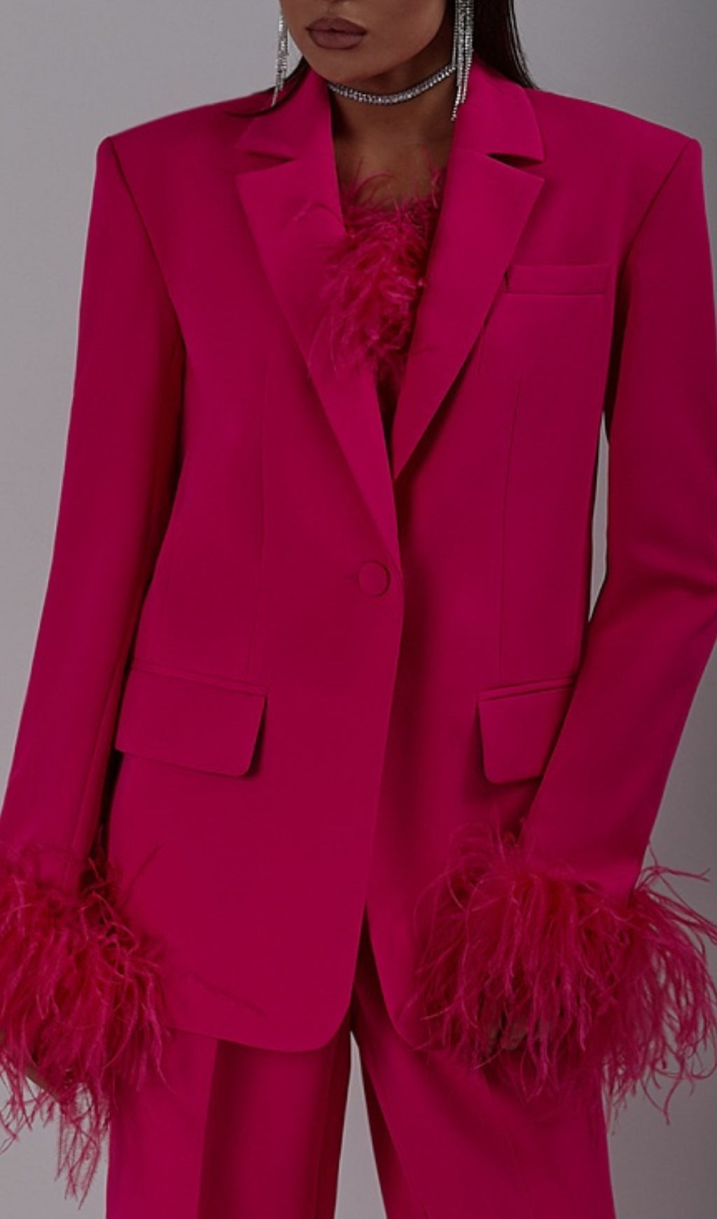 3604b16e29872b043b1aa9032d22e55d.jpeg Fashionslee Women Aniek Feather Blazer Two-Piece Set