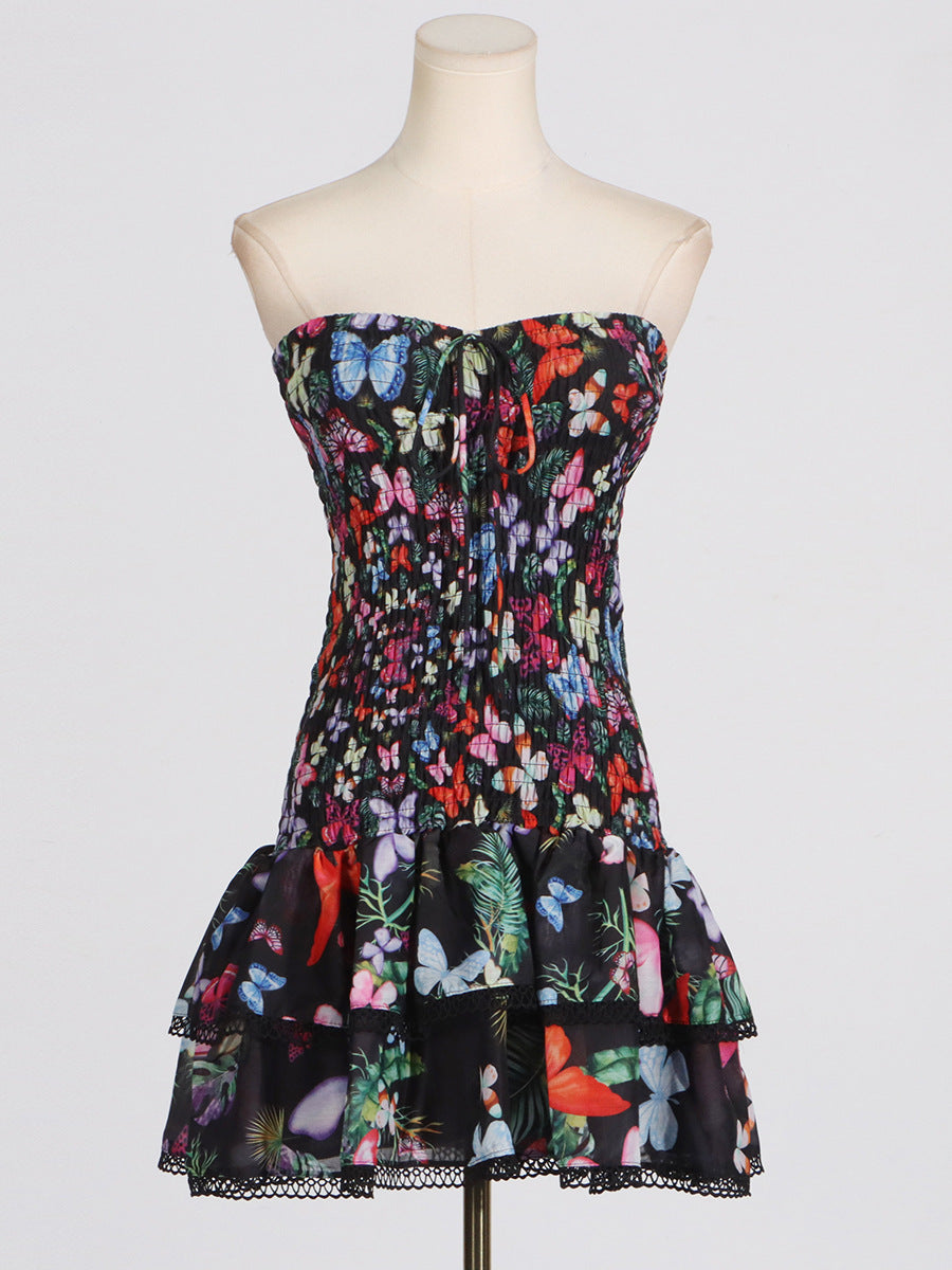 Fashionslee Women Aglaea Floral Ruffle Mini Dress