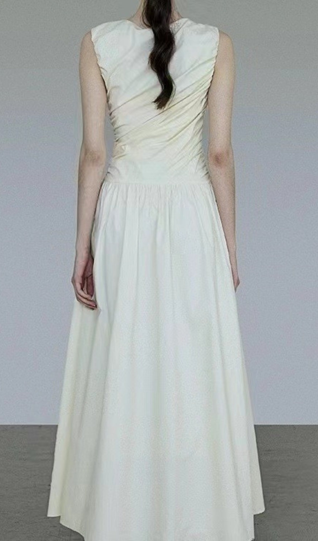 Fashionslee Women Atalaya White Ruched Maxi Dress