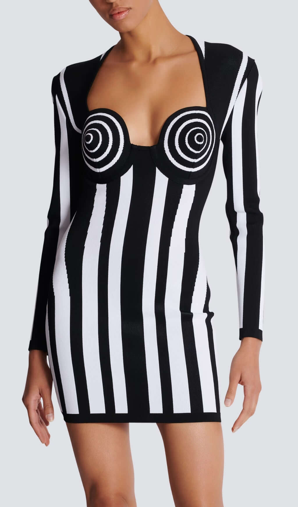 Fashionslee Women Bernd Stripes Long Sleeve Bandage Mini Dress