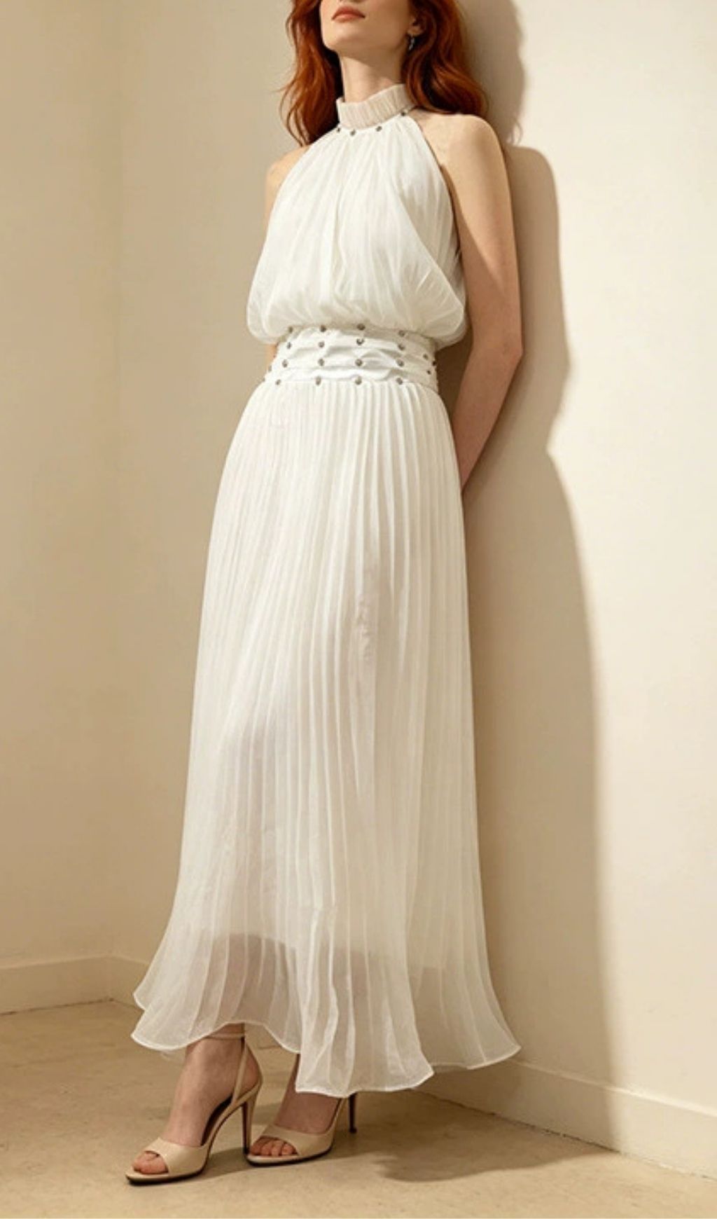 Fashionslee Women Brithoran Sleeveless Pleated Maxi Dress