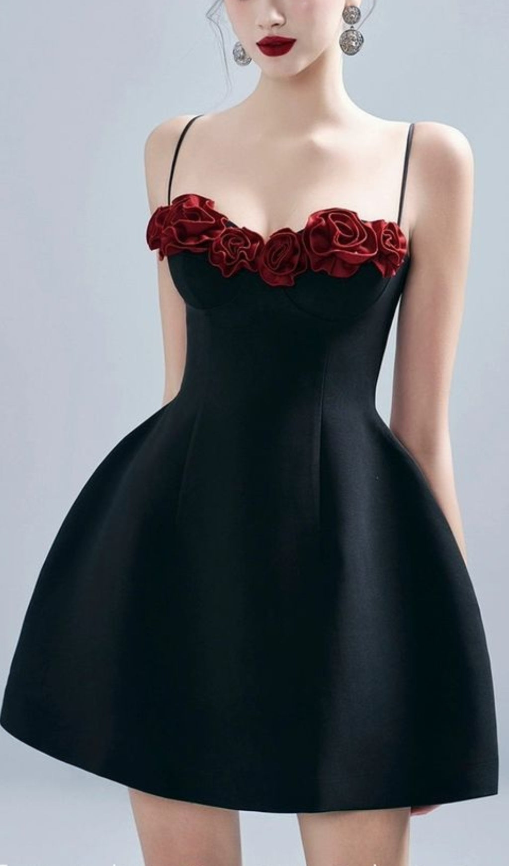 Fashionslee Women Alamea Black Floral Bust Mini Dress
