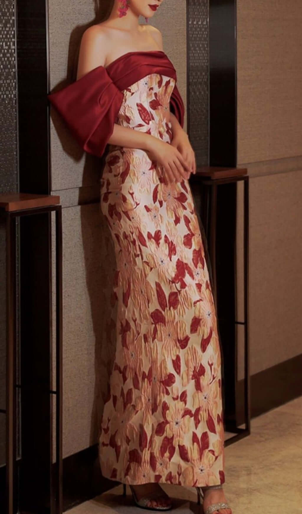 Fashionslee Women Avishav Off Shoulder Flower Maxi Dress