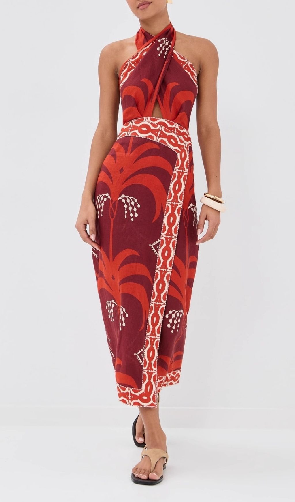 3dca00d9c41f314d4d9be912876fffe3.jpg Fashionslee Women Lakin Red Printed Backless Maxi Dress