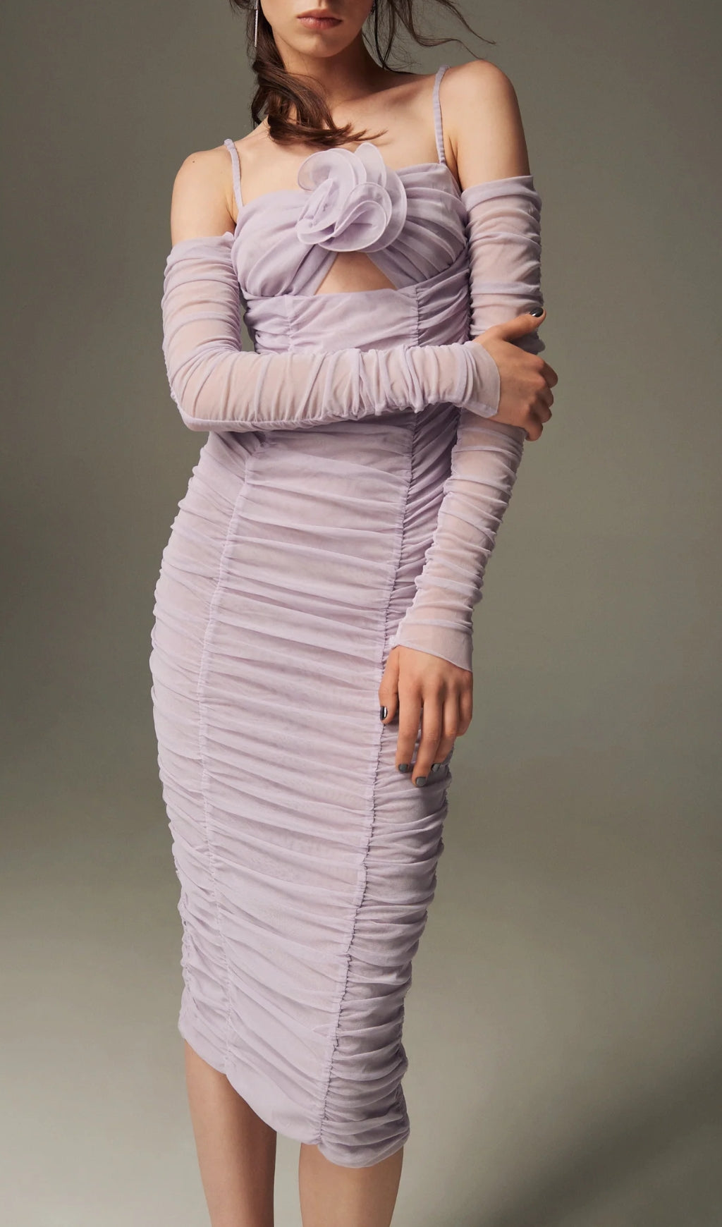 Fashionslee Women Arinya Flower Mesh Midi Dress