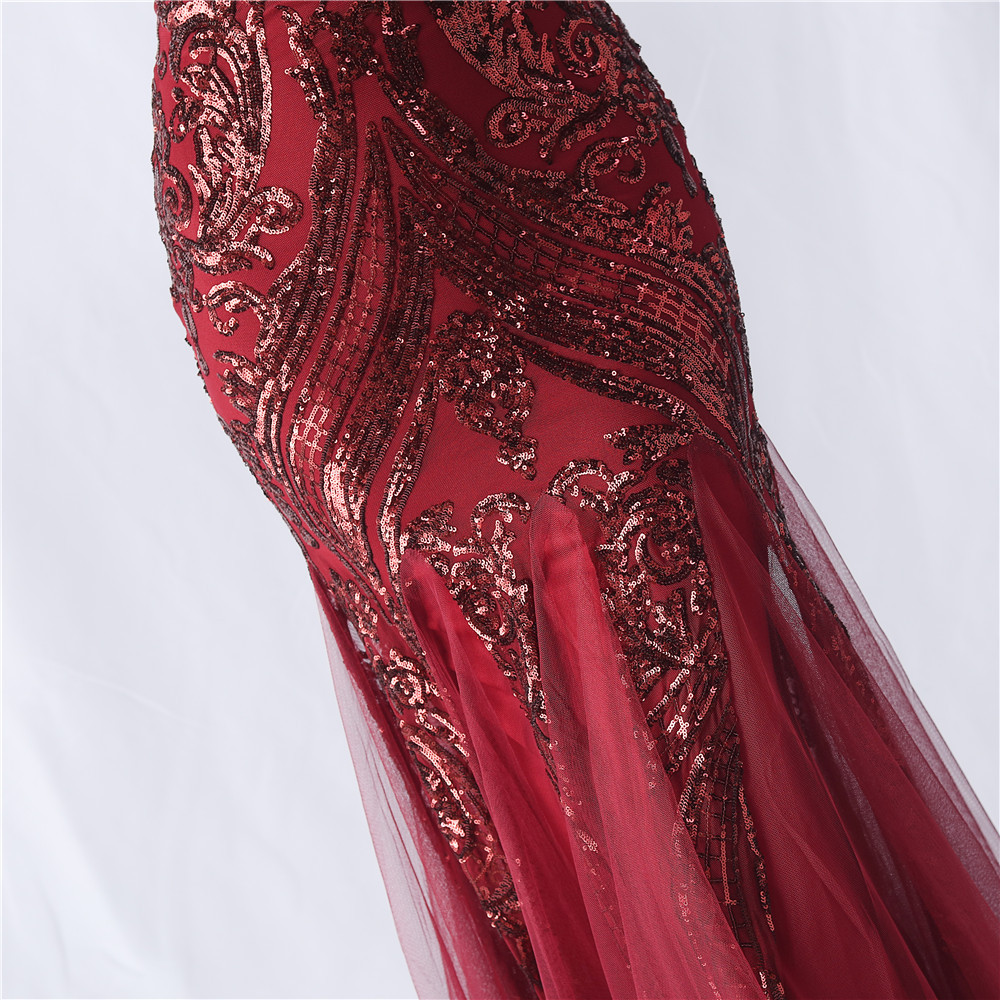 3ed5a874a6bf3509429bce6f2798cfe9.jpg Fashionslee Women Choire Red Sequin Feather Maxi Dress