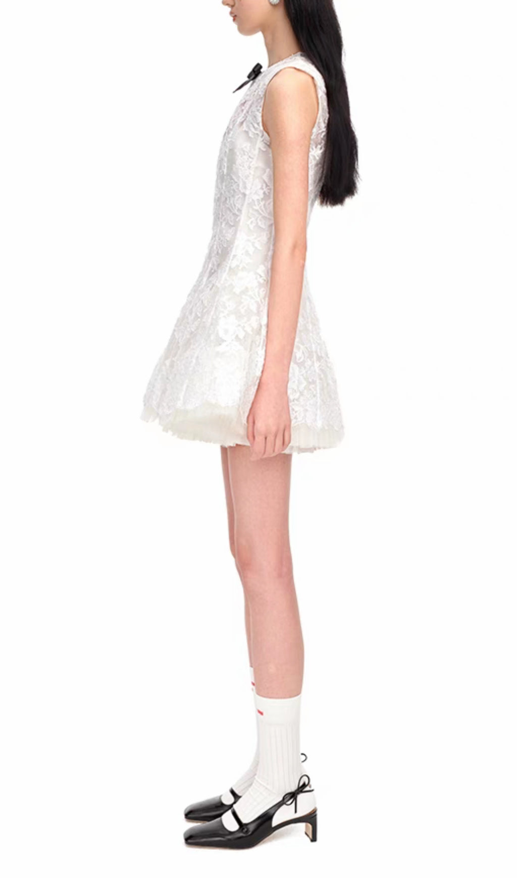 WHITE LACE AESTHETIC SLEEVELESS MINI DRESS - OWNCI WHITE LACE AESTHETIC SLEEVELESS MINI DRESS - OWNCI