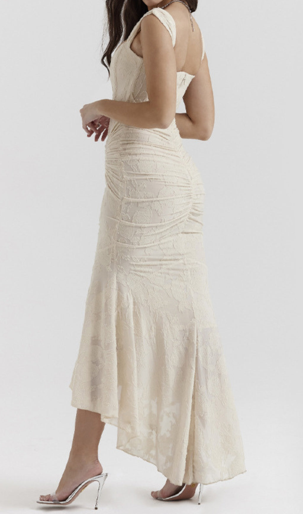 Fashionslee Women Anaëlle Cream Floral Corset Maxi Dress
