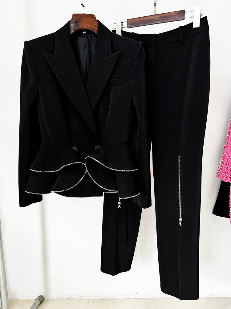 VINTAGE BLACK RUFFLE SUIT SET – TRENDING - OWNCI