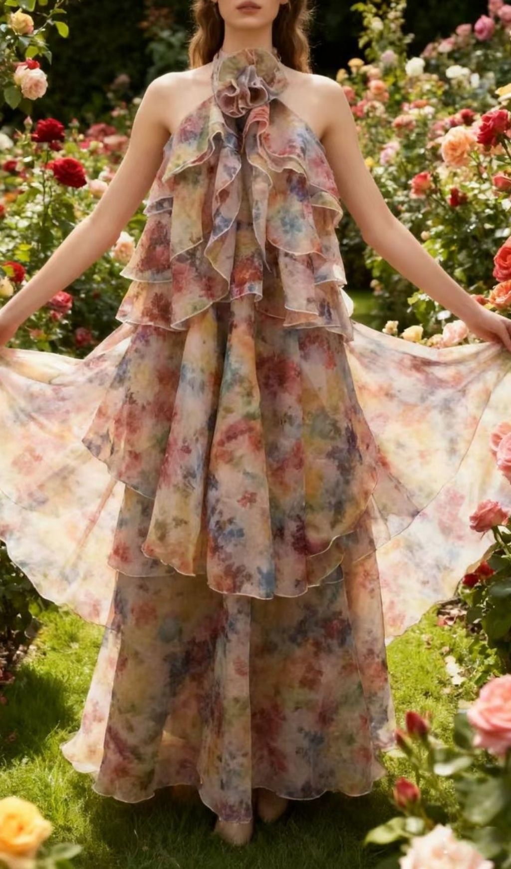 Fashionslee Women Lalitha Halter Printed Maxi Dress
