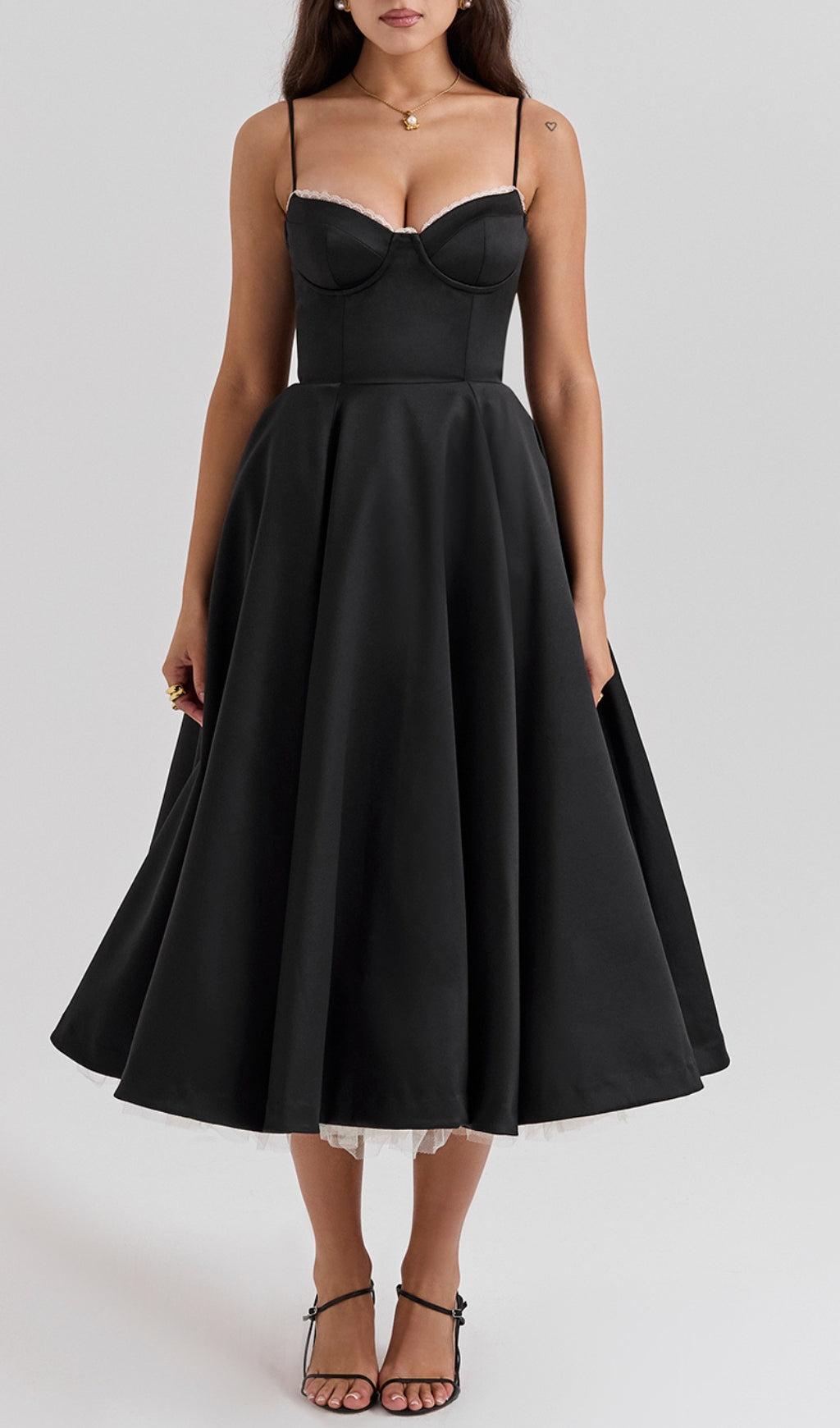 3fa81fa9adb806de8f785918d88ef1b9.jpeg Fashionslee Women Alodia Black Mesh Hem Midi Dress