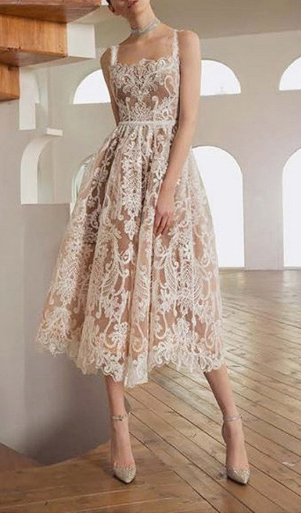 Fashionslee Women Anouck Lace Embroidery Midi Dress