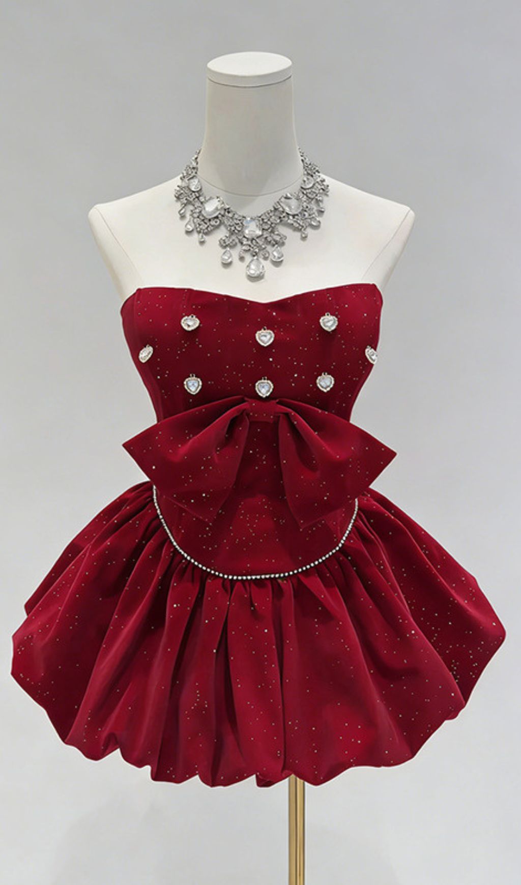 Fashionslee Women Jioni Strapless Bow Diamante Mini Dress