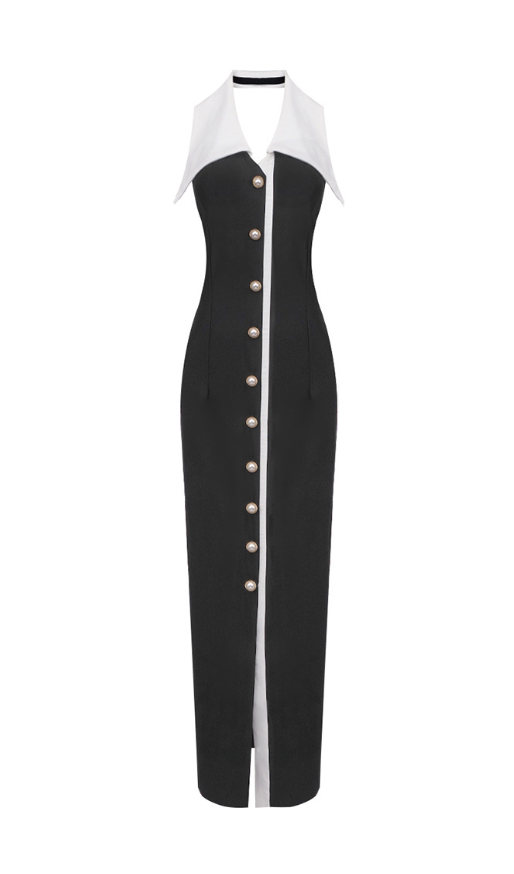 407a3bc50db42fa573d2c12af9c1b528.jpg Fashionslee Women Cleone Black Halter Button Maxi Dress