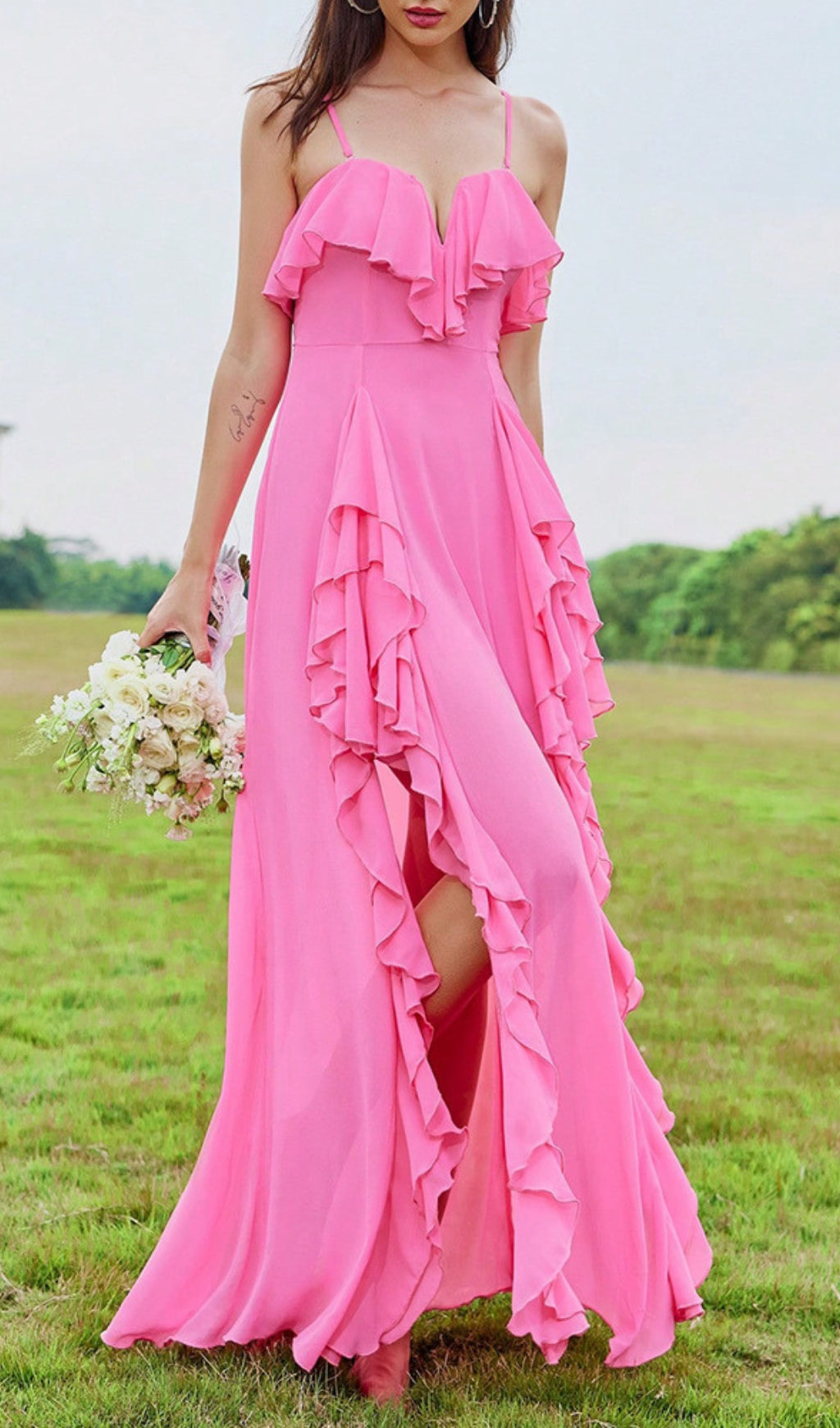 Fashionslee Women Amalthea Slit Ruffle Maxi Dress
