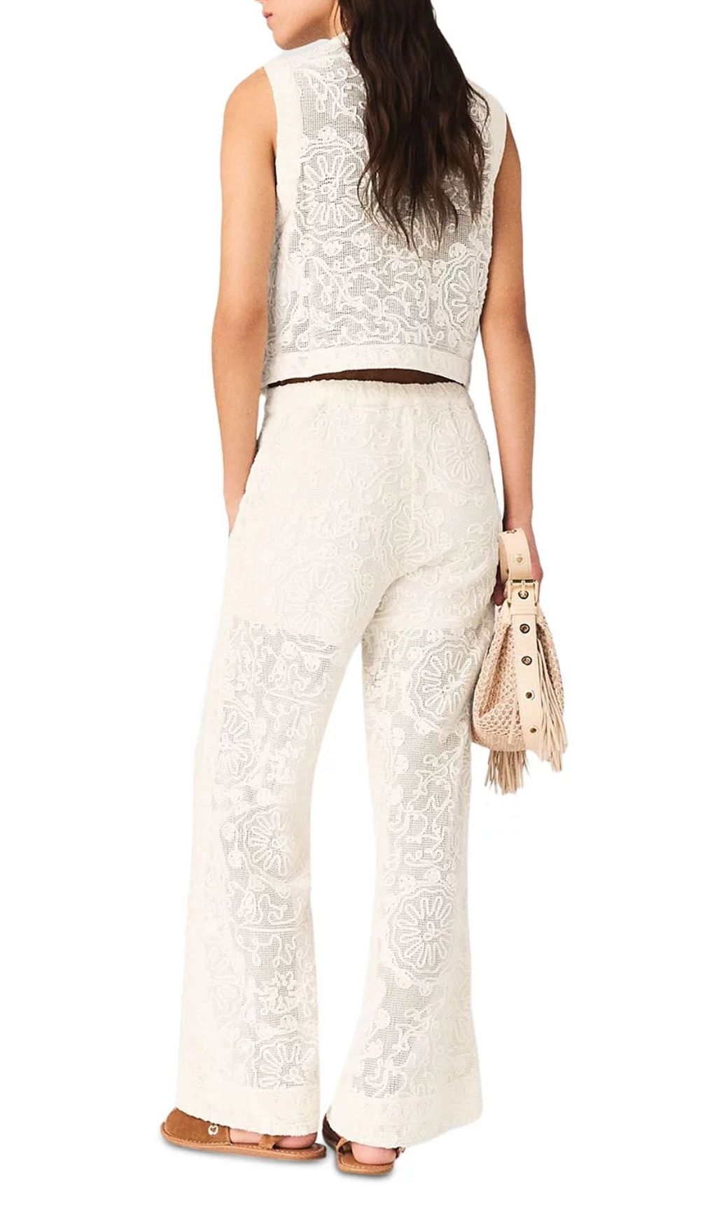 Fashionslee Women Laros Floral Guipure Lace Waistcoat