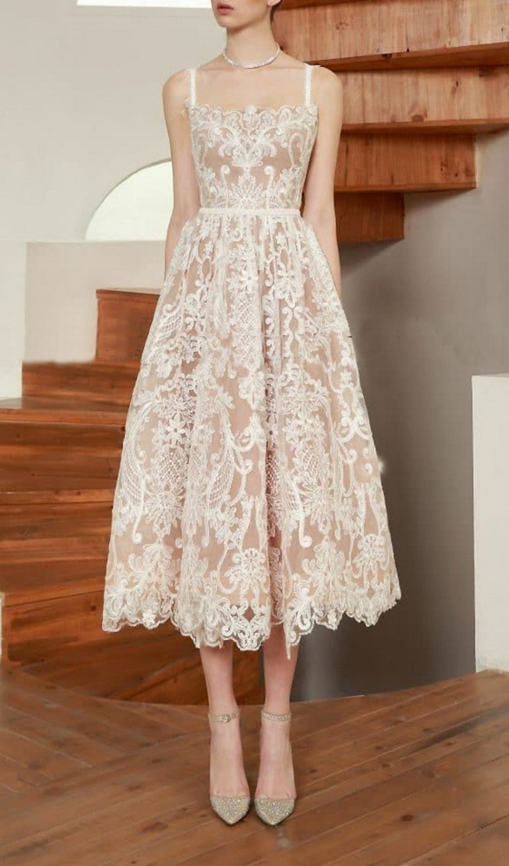 Fashionslee Women Anouck Lace Embroidery Midi Dress