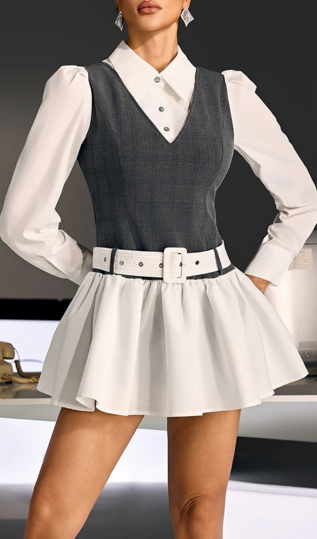 448510424a0436d4b86e45f8c6c388e6.jpg Fashionslee Women Qoryndal Long Sleeve Mini Dress With Belt