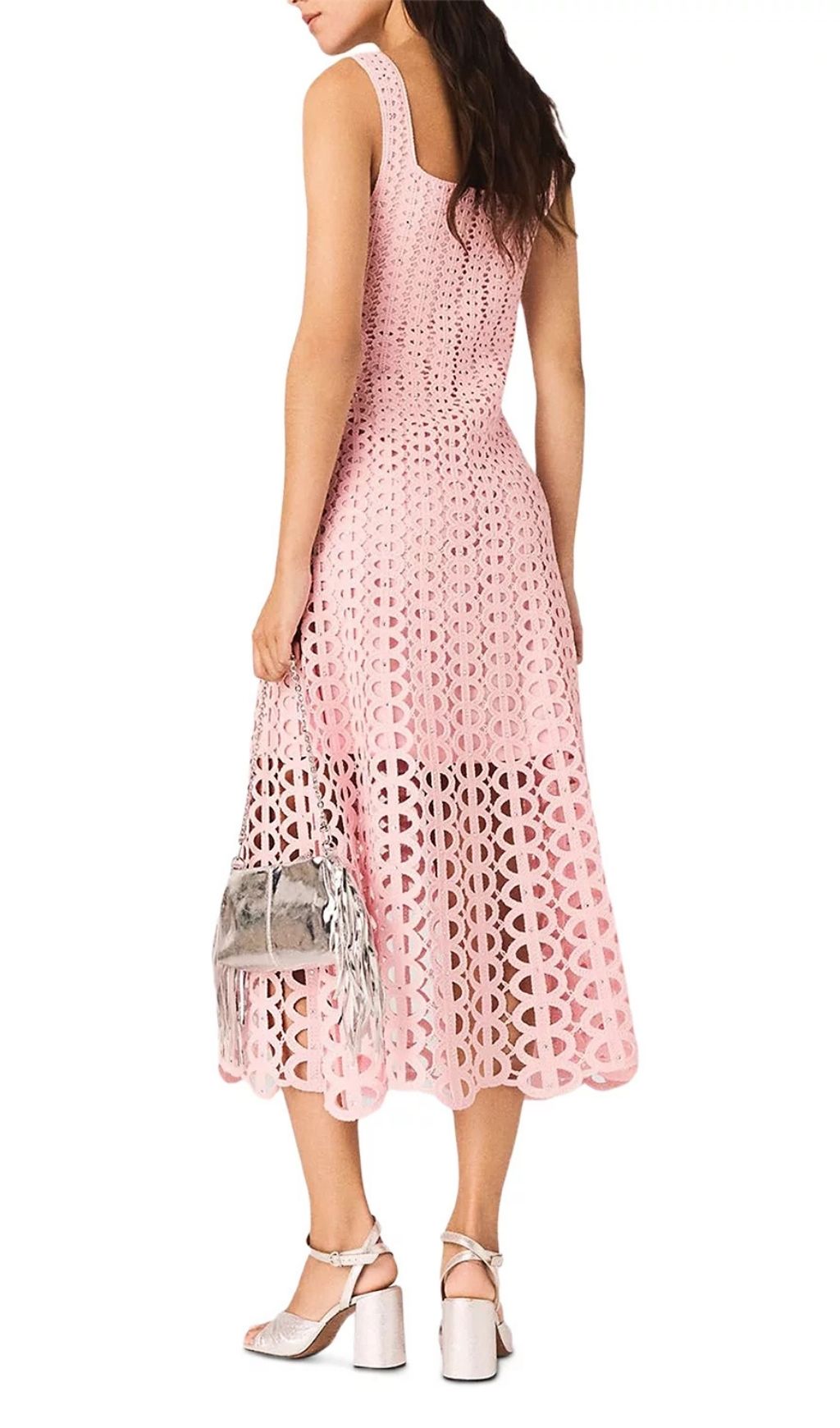 Fashionslee Women Russelking Rhinestone Crochet Midi Dress