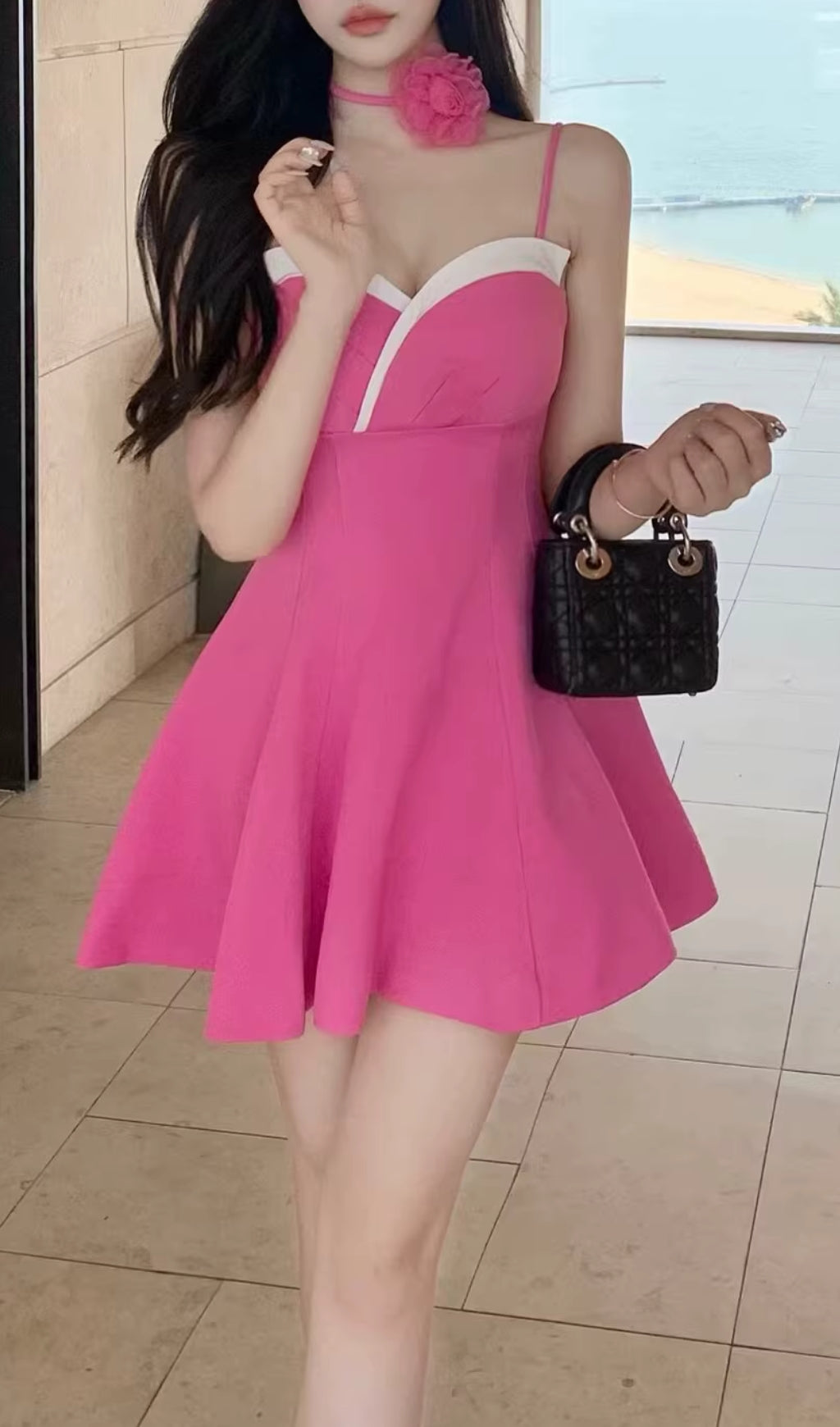 44bbcd69da5de785f2fdf6aadea8d10a.jpeg Fashionslee Women Aistys Pink V Neck Mini Dress
