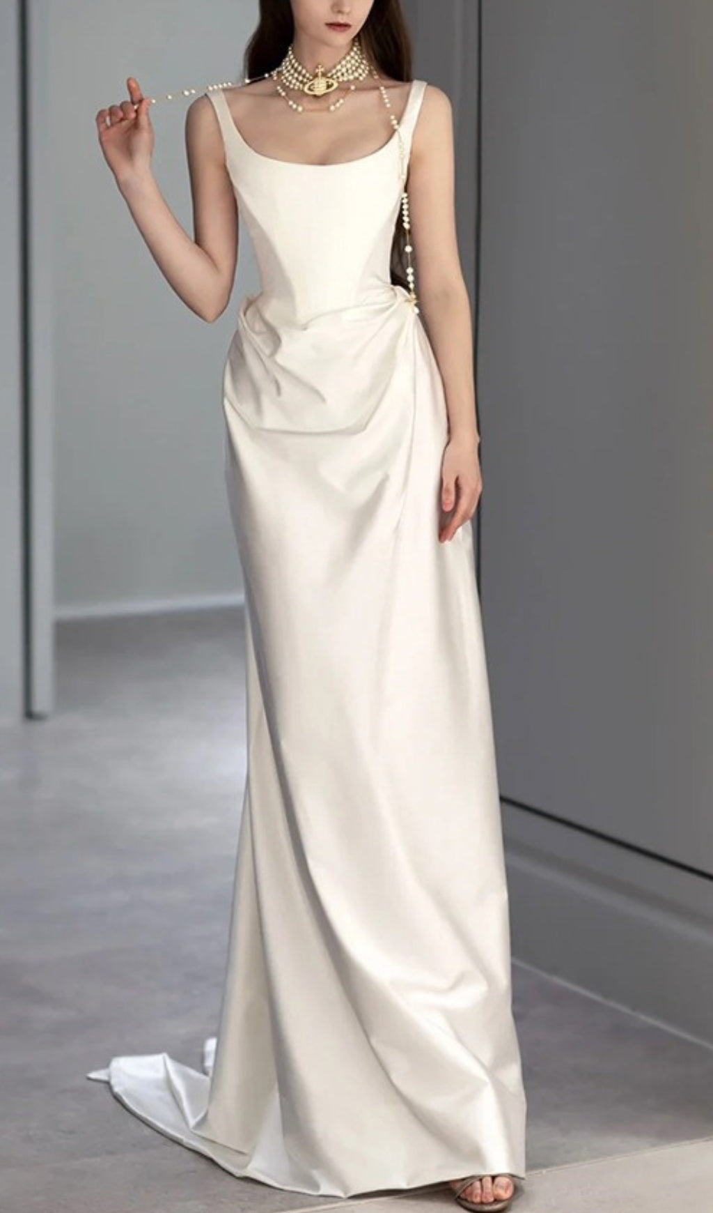 Fashionslee Women Avian Satin Wedding Dress