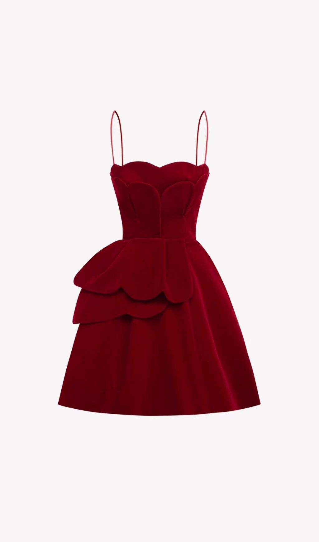 Fashionslee Women Keona Red Wave Velvet Mini Dress