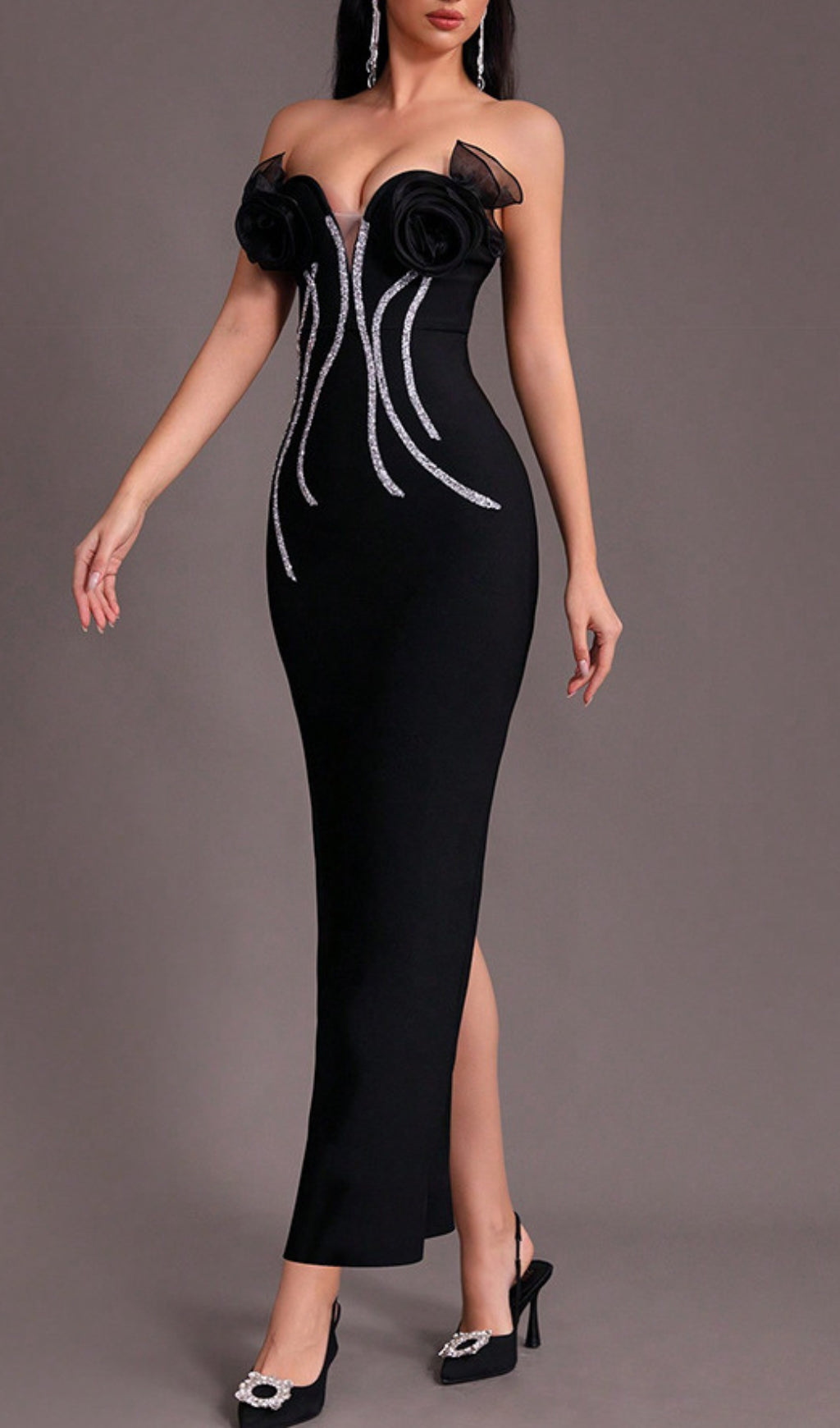 Fashionslee Women Altessa V Neck Bandage Maxi Dress