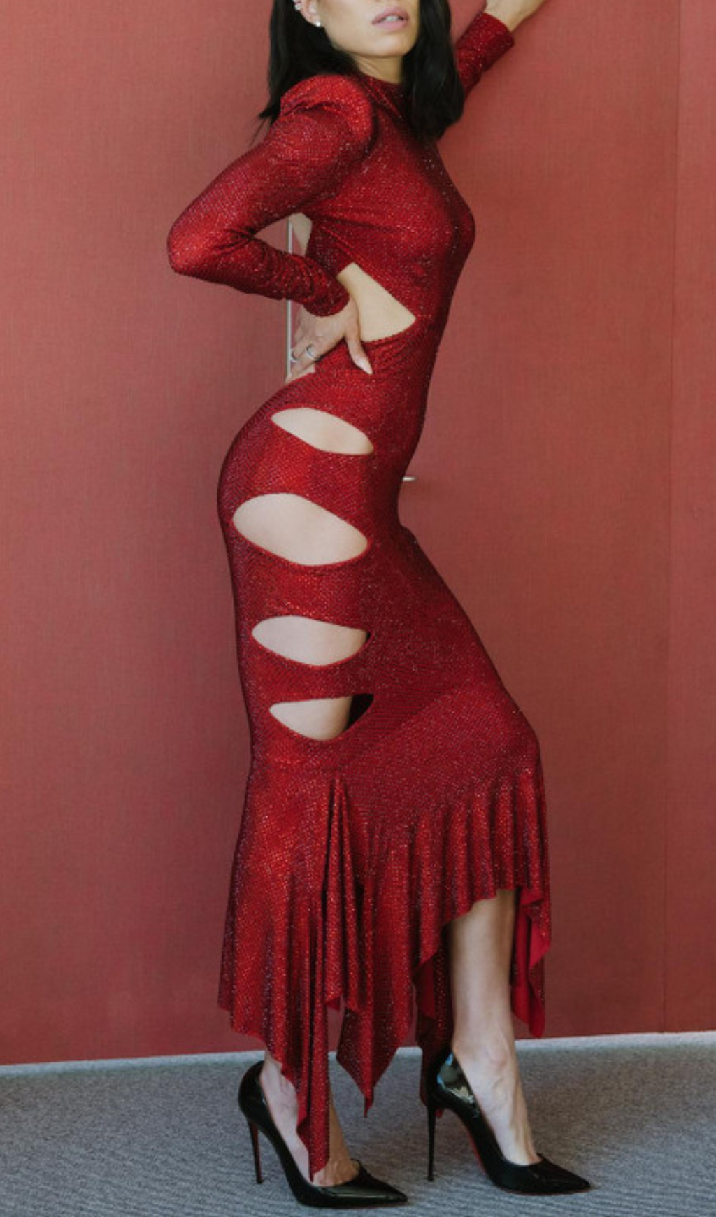 Fashionslee Women Abetzi Sequin Cut-Out Maxi Dress