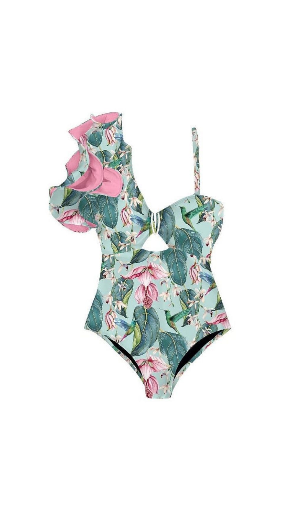472d18a6bd401129fa68576f3913745f.jpg Fashionslee Women Krithi Printed Ruffle One-Piece Swimsuit & Sarong