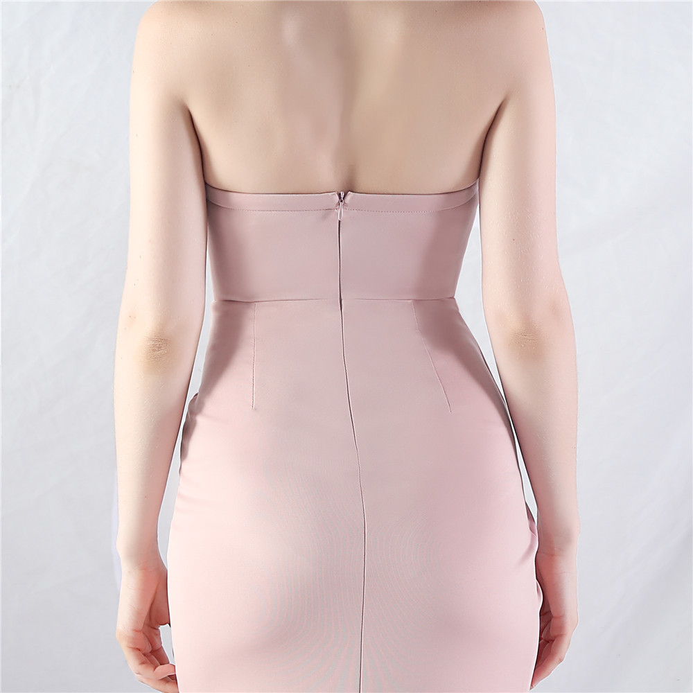 Fashionslee Women Chizue Pink Strapless Corset Split Maxi Dress