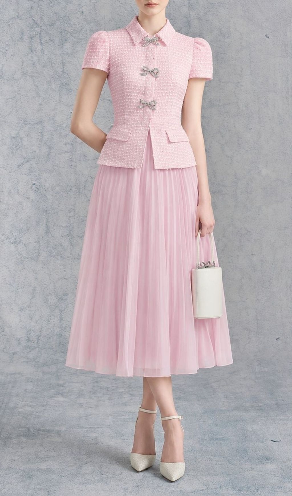 48098d739606a52f74bfa281b61db599.jpg Fashionslee Women Larya Pink Bow Two-Piece Set