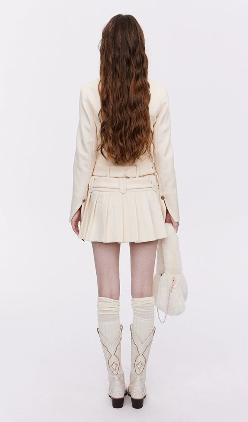 Fashionslee Women Adva Long Sleeve Suit Pleated Skirt