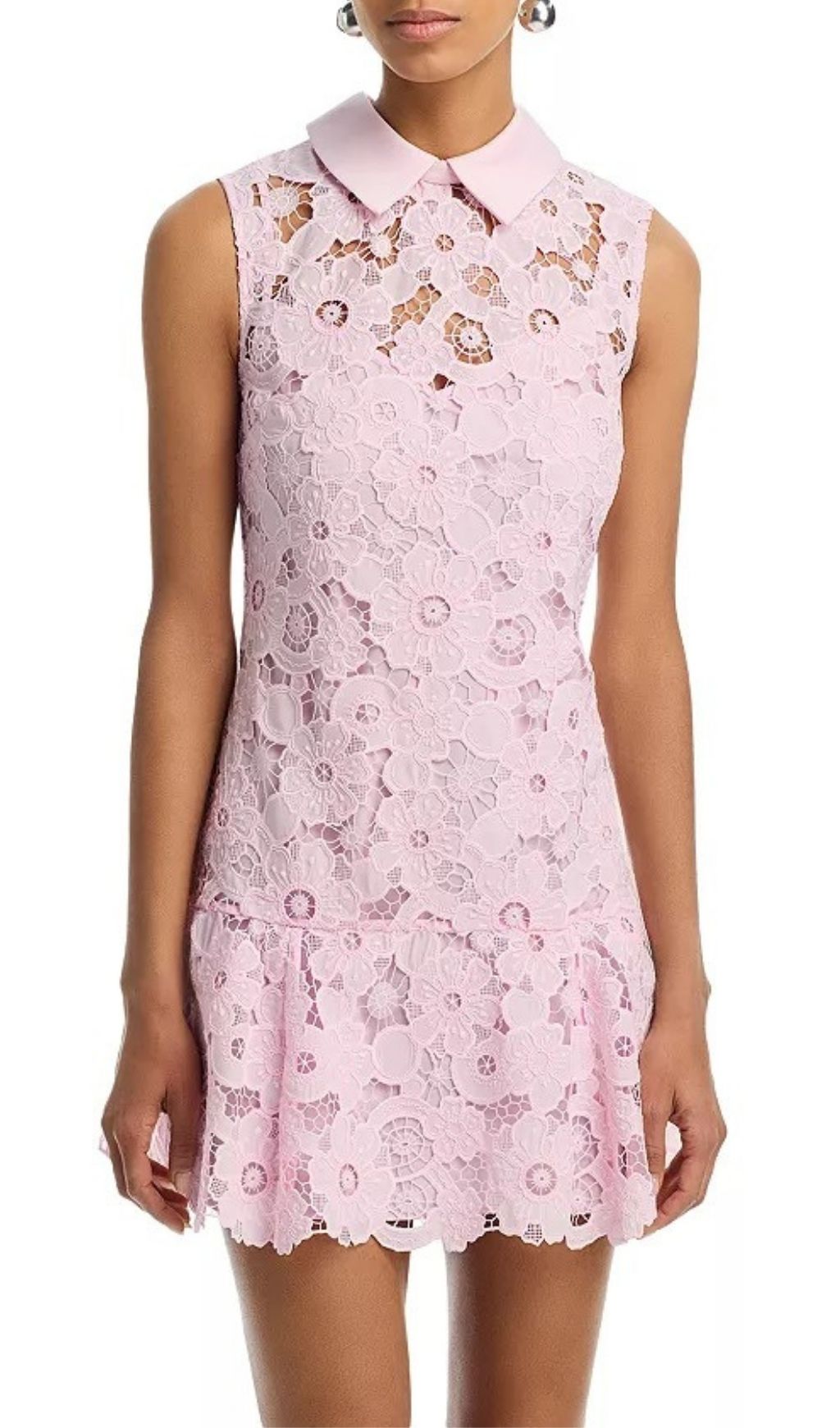 Fashionslee Women Lace Collared Mini Dress