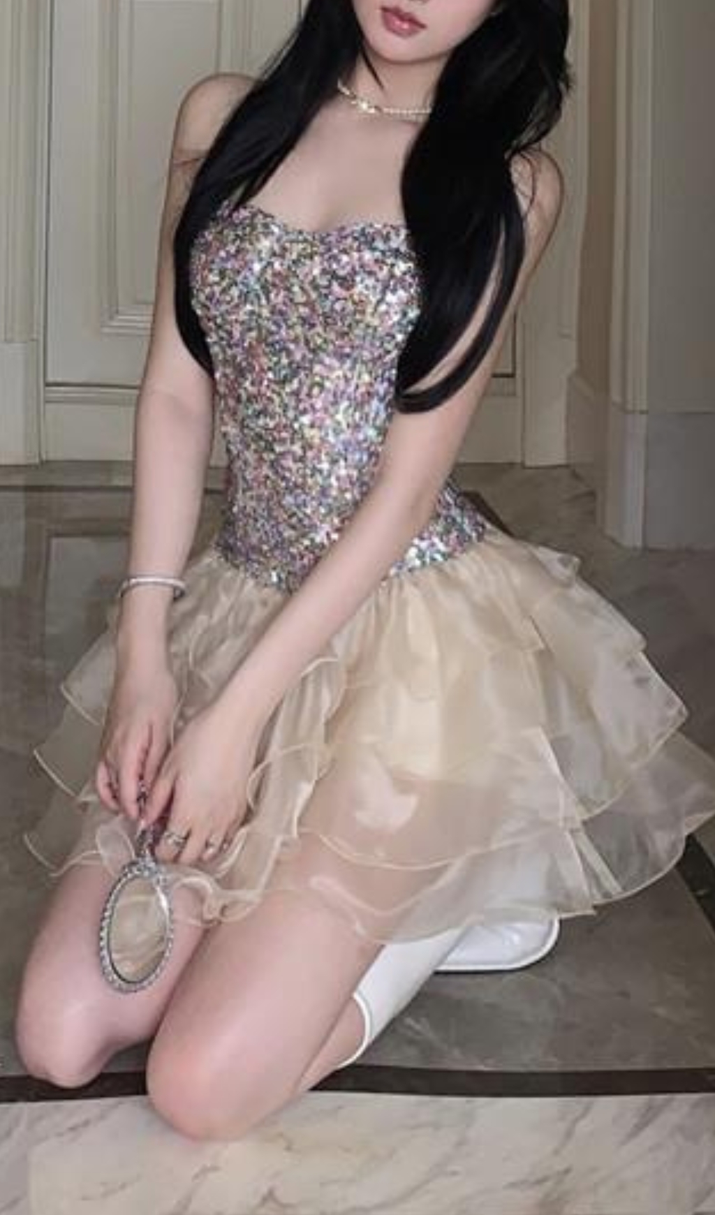 48f1d094c2a745137d5f5ebd903e5dcb.jpg Fashionslee Women Chimere Strapless Sequin Mini Dress